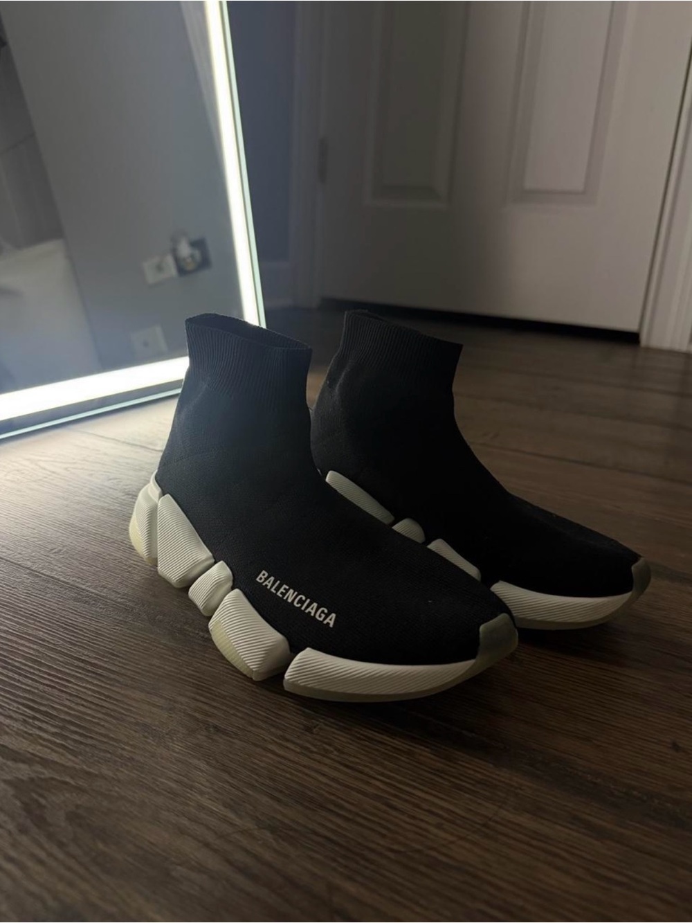 Balenciaga Black Sock Runner with White Sculpted Sole